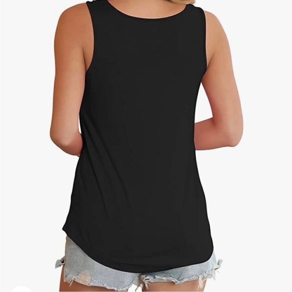For Kitty Rescue! Feiersi Black Tank Top, Cross Cross Neckline - Picture 4 of 12